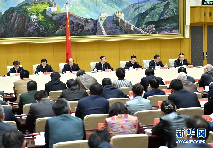 1月13日，中共中央政治局委員、中宣部部長、全國“掃黃打非”工作小組組長劉奇葆在北京出席第三十次全國“掃黃打非”工作電視電話會議。新華社記者 李濤 攝