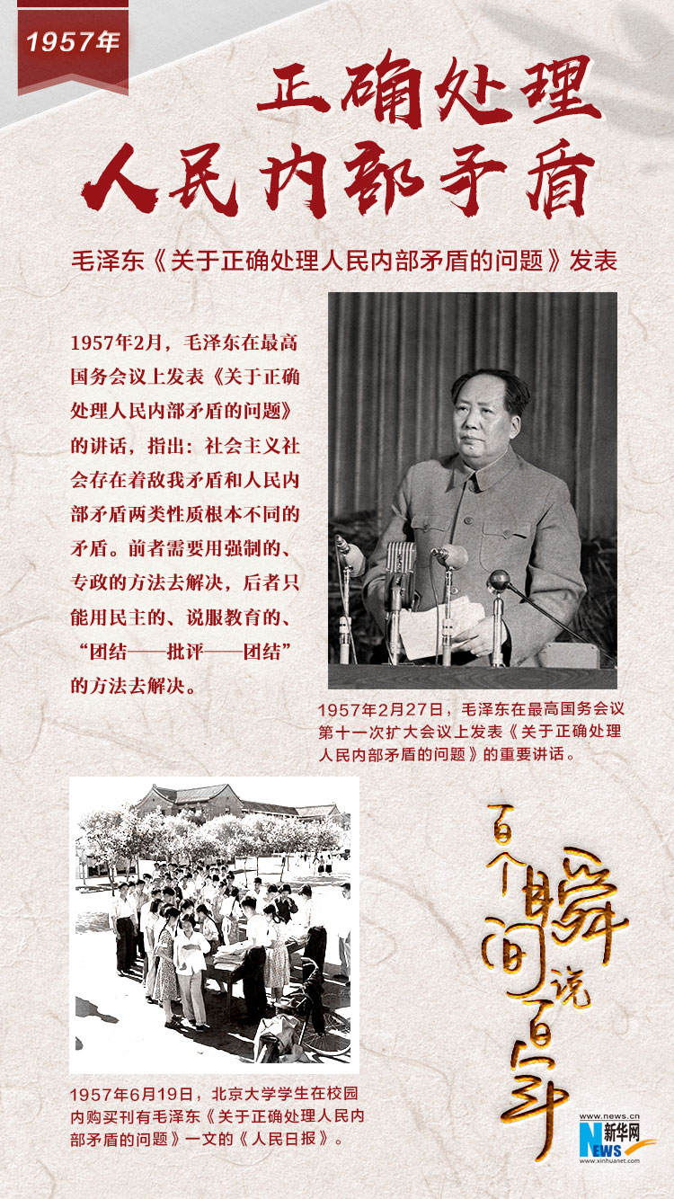 1957，正確處理人民內(nèi)部矛盾
