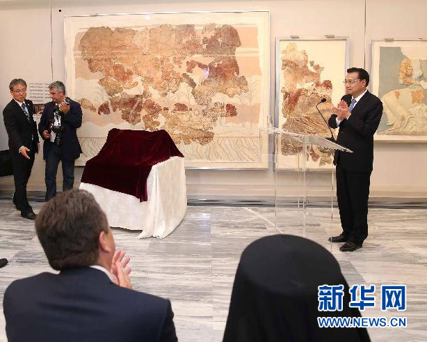 6月21日，國務(wù)院總理李克強(qiáng)與希臘總理薩馬拉斯共同出席希臘伊拉克利翁博物館新館開館儀式并發(fā)表講話。 新華社記者 龐興雷 攝 