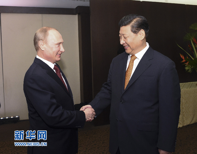 7月14日，國家主席習近平在巴西福塔萊薩會見俄羅斯總統(tǒng)普京。新華社記者李學仁攝