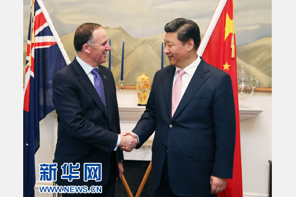 11月20日，中國國家主席習近平在惠靈頓同新西蘭總理約翰·基舉行會談。 新華社記者 馬占成 攝