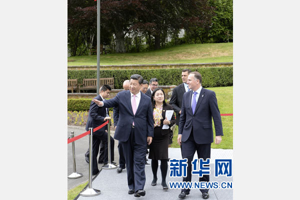 11月20日，中國國家主席習近平在惠靈頓同新西蘭總理約翰·基舉行會談。 新華社記者 李學仁 攝