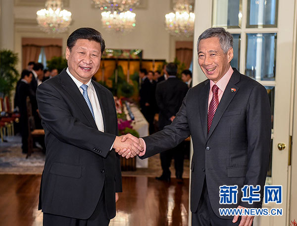 11月7日，國(guó)家主席習(xí)近平在新加坡同新加坡總理李顯龍舉行會(huì)談。 新華社記者 李學(xué)仁 攝