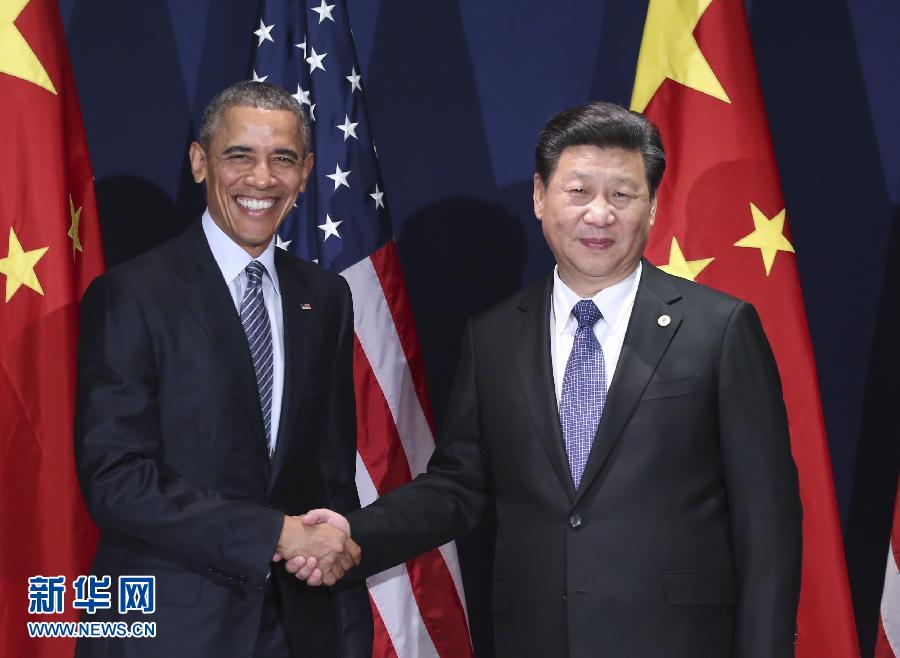 11月30日，中國國家主席習(xí)近平在巴黎會見美國總統(tǒng)奧巴馬。新華社記者蘭紅光攝
