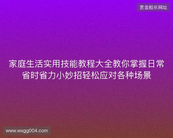 家庭生活实用技能教程大全教你掌握日常省时省力小妙招轻松应对各种场景